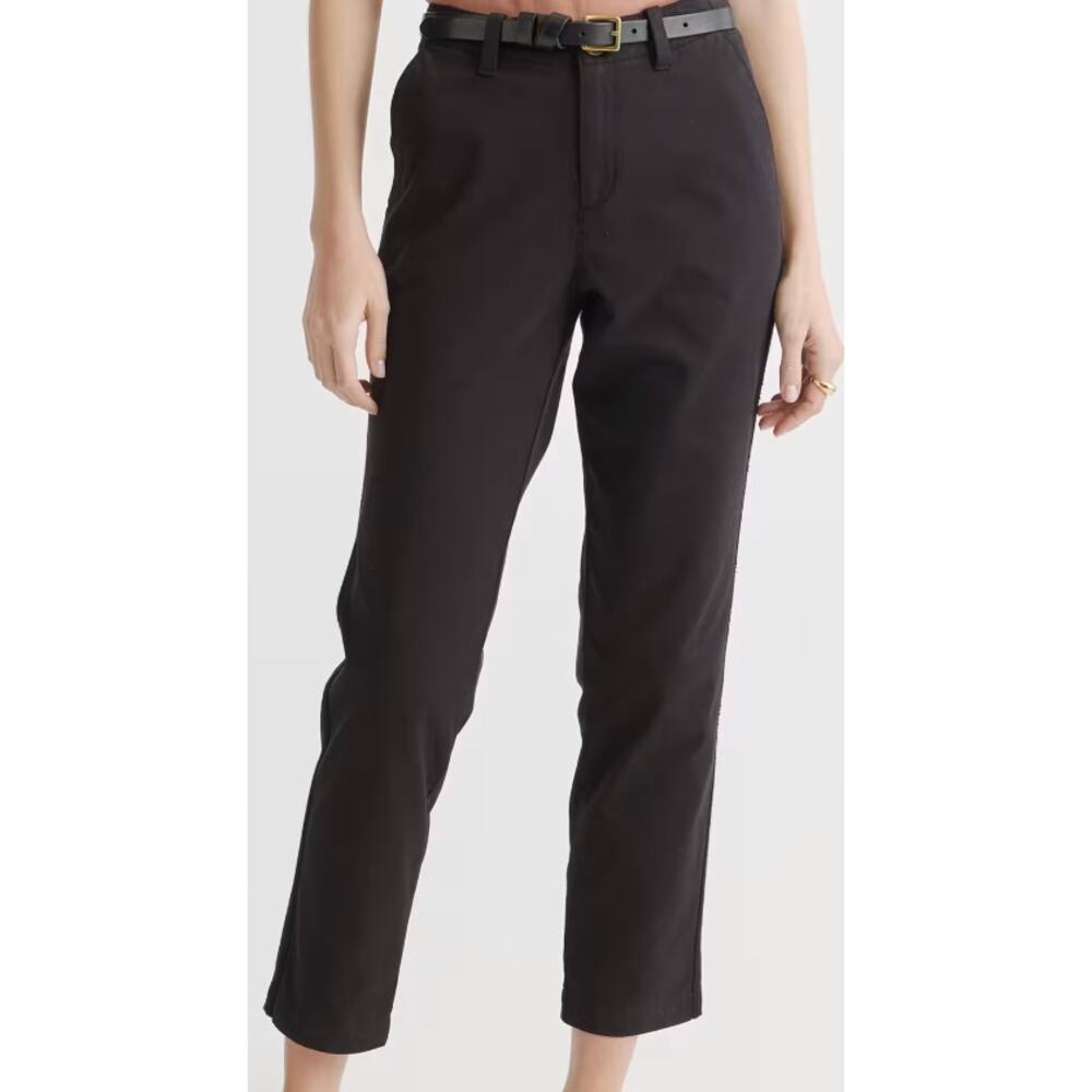 Quince Stretch Cotton Twill Girlfriend Chino Pants Black Ankle 28 6 NWT
